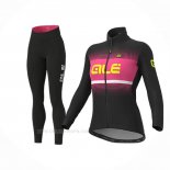 2020 Ropa Ciclismo Mujer ALE Rosa Negro Mangas Largas y Culotte Lunga