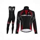 2020 Ropa Ciclismo Nalini Negro Gris Rojo Mangas Largas Y Culotte Lunga