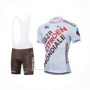 2021 Ropa Ciclismo Ag2r La Mondiale Marron Amarillo Mangas Corta y Culotte Corto