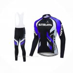2021 Ropa Ciclismo STRAVA Violeta Negro Mangas Largas y Culotte Lunga