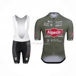 2022 Ropa Ciclismo Alpecin Fenix Verde Rojo Mangas Cortas y Culotte Corto