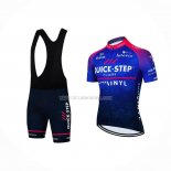 2022 Ropa Ciclismo Deceuninck Quick Step Azul Rojo Mangas Cortas y Culotte Corto