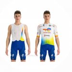 2022 Ropa Ciclismo Direct Energie Blanco Amarillo Azul Mangas Corta y Culotte Corto