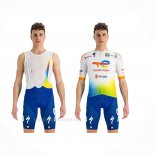 2022 Ropa Ciclismo Direct Energie Blanco Amarillo Azul Mangas Corta y Culotte Corto