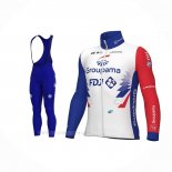 2022 Ropa Ciclismo Groupama FDJ Rojo Azul Mangas Largas y Culotte Lunga