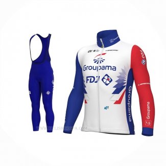 2022 Ropa Ciclismo Groupama FDJ Rojo Azul Mangas Largas y Culotte Lunga