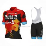 2023 Ropa Ciclismo Bahrain Victorious Rojo Negro Mangas Cortas y Culotte Corto
