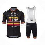 2023 Ropa Ciclismo Jumbo Visma Negro Mangas Cortas y Culotte Corto
