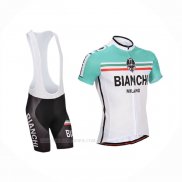 2014 Ropa Ciclismo Bianchi Blanco Verde Mangas Corta y Culotte Corto