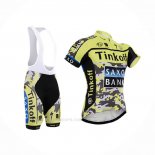 2015 Ropa Ciclismo Tinkoff Saxo Bank Negro Amarillo Mangas Corta y Culotte Corto