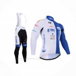 2015 Ropa Ciclismo UHC Blanco Azur Mangas Largas y Culotte Lunga