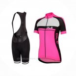 2016 Ropa Ciclismo Mujer ALE Fucsia Negro Mangas Corta y Culotte Corto