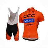 2017 Ropa Ciclismo CCC Negro Naranja Mangas Corta y Culotte Corto