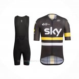 2017 Ropa Ciclismo Sky Amarillo Negro Mangas Corta y Culotte Corto