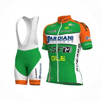 2018 Ropa Ciclismo Bardiani Csf Verde Blanco Mangas Corta y Culotte Corto
