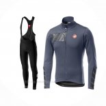 2019 Ropa Ciclismo Castelli Raddoppia 2 Gris Plata Mangas Largas y Culotte Lunga