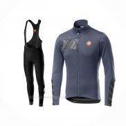 2019 Ropa Ciclismo Castelli Raddoppia 2 Gris Plata Mangas Largas y Culotte Lunga