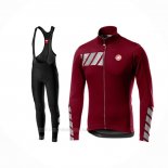 2019 Ropa Ciclismo Castelli Raddoppia 2 Rojo Plata Mangas Largas y Culotte Lunga