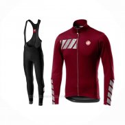 2019 Ropa Ciclismo Castelli Raddoppia 2 Rojo Plata Mangas Largas y Culotte Lunga