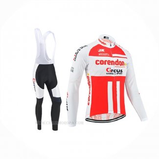 2019 Ropa Ciclismo Corendon Circus Blanco Rojo Mangas Largas y Culotte Lunga