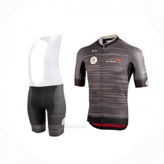 2019 Ropa Ciclismo UAE Tour Gris Mangas Corta y Culotte Corto