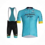 2020 Ropa Ciclismo Astana Amarillo Azul Mangas Corta y Culotte Corto