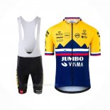 2020 Ropa Ciclismo Jumbo Visma Amarillo Azul Mangas Corta y Culotte Corto