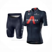 2020 Ropa Ciclismo Mujer Ineos Grenadiers Rojo Profundo Azul Mangas Corta y Culotte Corto