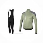 2021 Ropa Ciclismo RH+ Gris Verde Mangas Largas y Culotte Lunga(2)