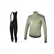 2021 Ropa Ciclismo RH+ Gris Verde Mangas Largas y Culotte Lunga(2)