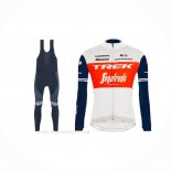 2021 Ropa Ciclismo Trek Segafredo Blanco Profundo Azul Mangas Largas y Culotte Lunga