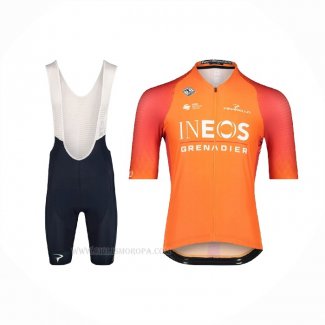 2022 Ropa Ciclismo Ineos Grenadiers Naranja Mangas Corta y Culotte Corto