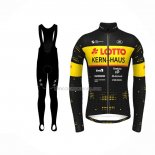 2022 Ropa Ciclismo Lotto Soudal Amarillo Negro Mangas Largas y Culotte ioui011