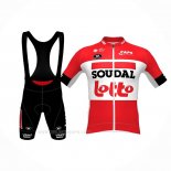 2022 Ropa Ciclismo Lotto Soudal Negro Rojo Mangas Corta y Culotte Corto