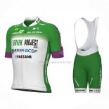 2023 Ropa Ciclismo Bardiani Csf Faizane Verde Blanco Mangas Cortas y Culotte Corto