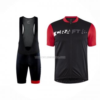 2023 Ropa Ciclismo Craft Rojo Negro Mangas Cortas y Culotte Corto