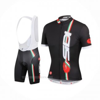 2014 Ropa Ciclismo Castelli SIDI Rojo Negro Mangas Corta y Culotte Corto