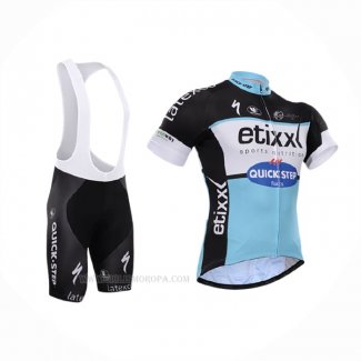 2015 Ropa Ciclismo Etixx Quick Step Negro Blanco Mangas Corta y Culotte Corto
