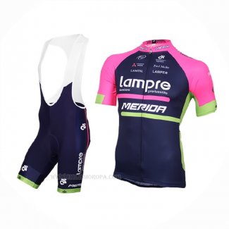 2016 Ropa Ciclismo Lampre Azul Rosa Mangas Corta y Culotte Corto