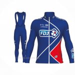 2017 Ropa Ciclismo FDJ Azul Mangas Largas y Culotte Lunga