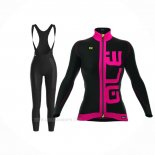 2017 Ropa Ciclismo Mujer ALE Rosa Negro Mangas Largas y Culotte Lunga