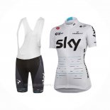 2017 Ropa Ciclismo Mujer Sky Blanco Mangas Corta y Culotte Corto