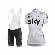 2017 Ropa Ciclismo Mujer Sky Blanco Mangas Corta y Culotte Corto