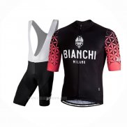 2019 Ropa Ciclismo Bianchi Milano Conca Negro Rojo Mangas Corta y Culotte Corto