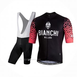 2019 Ropa Ciclismo Bianchi Milano Conca Negro Rojo Mangas Corta y Culotte Corto
