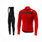 2019 Ropa Ciclismo Castelli Puro 3 Rojo Negro Mangas Largas y Culotte Lunga