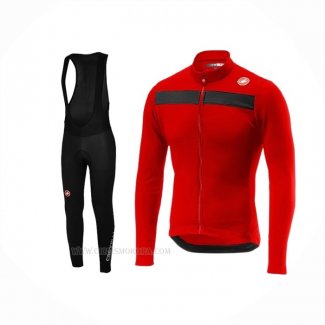 2019 Ropa Ciclismo Castelli Puro 3 Rojo Negro Mangas Largas y Culotte Lunga
