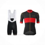 2019 Ropa Ciclismo Lecol Negro Rojo Mangas Corta y Culotte Corto