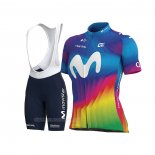2020 Ropa Ciclismo Mujer Movistar Multicolor Mangas Corta y Culotte Corto
