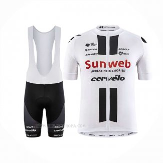 2020 Ropa Ciclismo Sunweb Blanco Mangas Corta y Culotte Corto